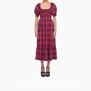 NEW Hill House “The Louisa Nap” Red and Blue Plaid Dress NWT